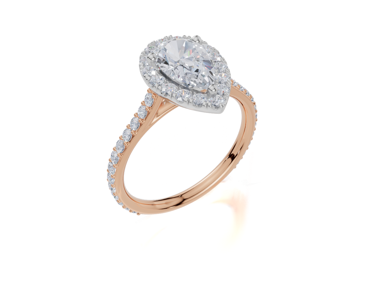 18ct Rose Gold Pear Cut 1.63 Carat tw of Lab-Grown Diamond Ring