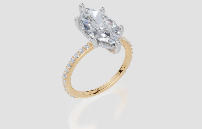 18ct Yellow Gold Marquise Cut 3.44 Carat tw of Lab-Grown Diamond Ring