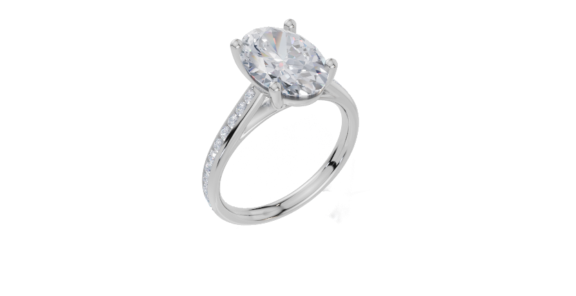 18ct White Gold Oval Cut 3.33 Carat tw of Lab-Grown Diamond Ring