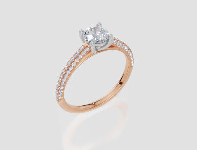 18ct Rose Gold Round Cut 0.82 Carat tw of Lab-Grown Diamond Ring