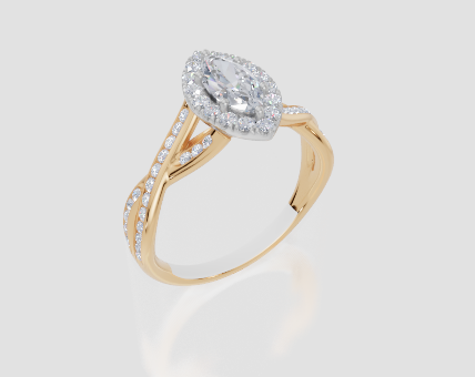 18ct Yellow Gold Marquise Cut 0.90 Carat tw of  Diamond Ring