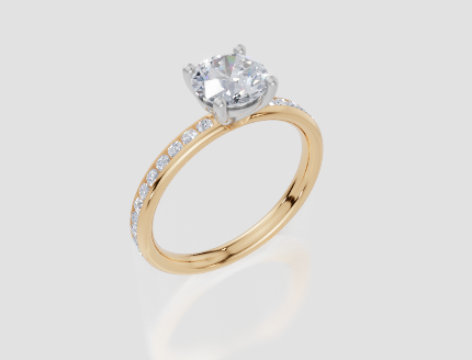 18ct Yellow Gold Round Cut 1.32 Carat tw of  Diamond Ring
