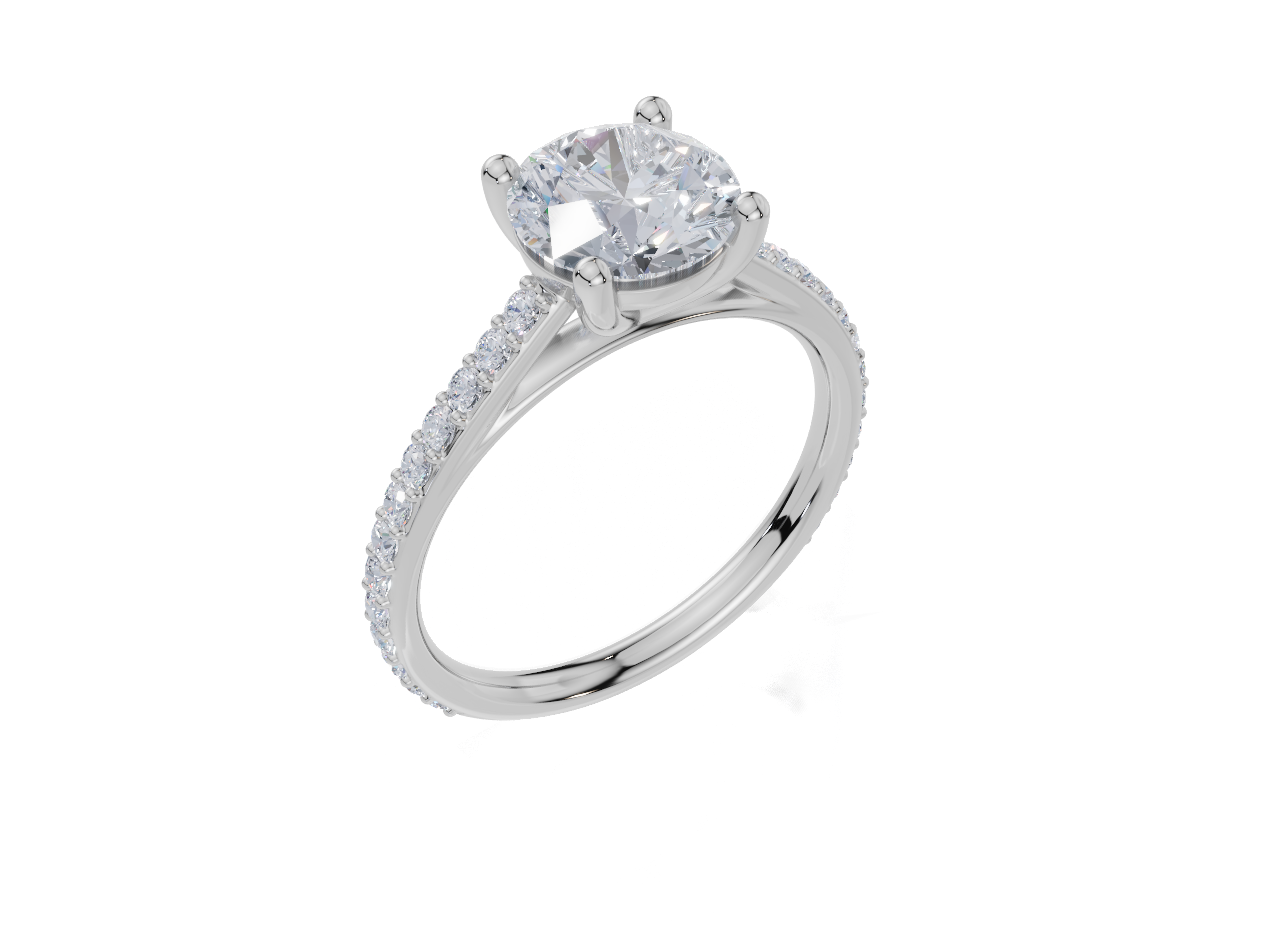 18ct White Gold Round Cut 1.82 Carat tw of  Diamond Ring