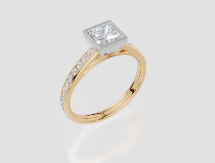 18ct Yellow Gold Princess Cut 1.07 Carat tw of Lab-Grown Diamond Ring