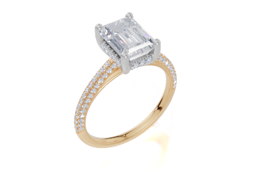 18ct Yellow Gold Emerald Cut 2.40 Carat tw of  Diamond Ring