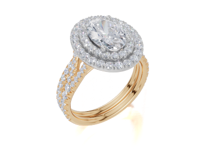 18ct Yellow Gold Oval Cut 2.31 Carat tw of  Diamond Ring and 18ct Yellow Gold 0.33 Carat tw of   Diamond Band