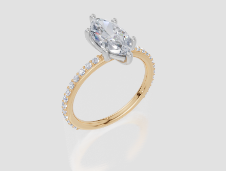18ct Yellow Gold Marquise Cut 1.82 Carat tw of Lab-Grown Diamond Ring