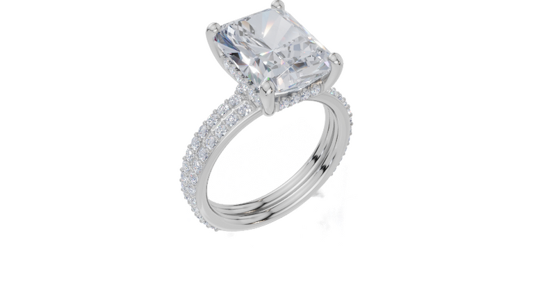 18ct White Gold Radiant Cut 4.42 Carat tw of Lab-Grown Diamond Ring and 18ct White Gold 0.38 Carat tw of Lab-Grown  Diamond Band