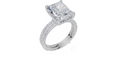 18ct White Gold Radiant Cut 4.42 Carat tw of Lab-Grown Diamond Ring and 18ct White Gold 0.38 Carat tw of Lab-Grown  Diamond Band