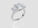 18ct White Gold Emerald Cut 3.94 Carat tw of Lab-Grown Diamond Ring