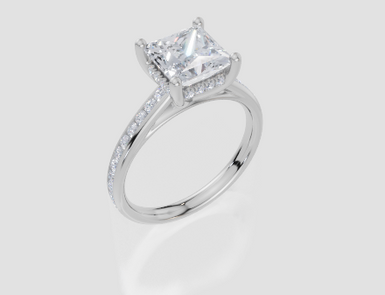 18ct White Gold Princess Cut 2.41 Carat tw of Lab-Grown Diamond Ring