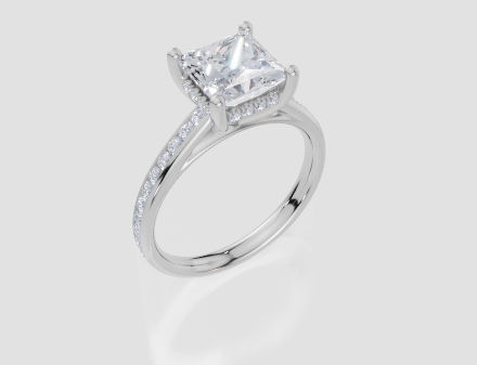 18ct White Gold Princess Cut 2.41 Carat tw of Lab-Grown Diamond Ring