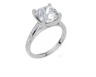 18ct White Gold Cushion Cut 3.33 Carat tw of  Diamond Ring