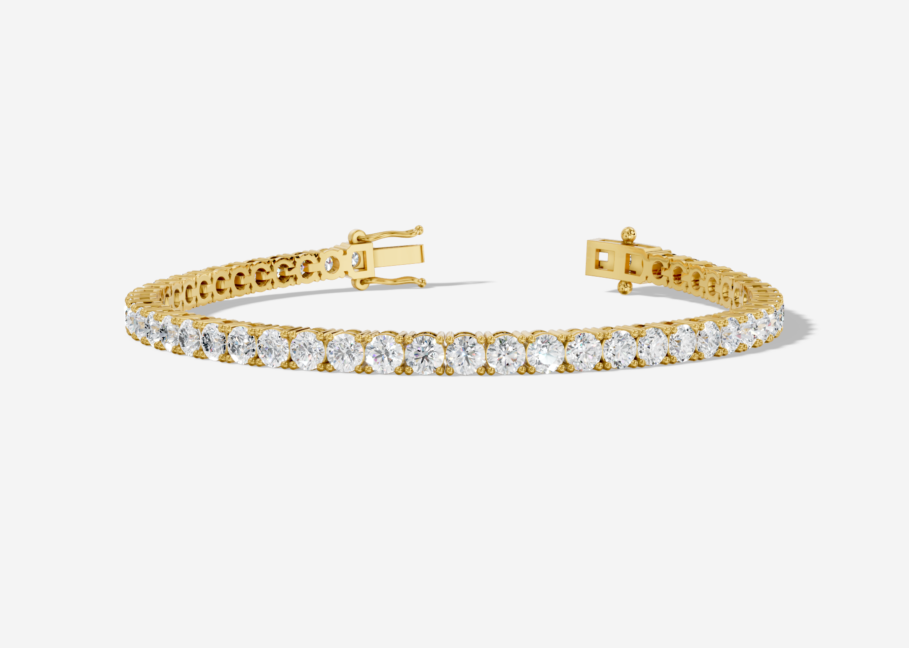 18ct Yellow Gold Round Cut 8.15 Carat tw of Diamonds Tennis Bracelet