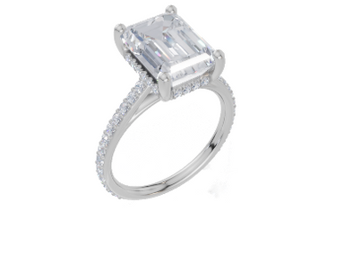 18ct White Gold Emerald Cut 4.42 Carat tw of Lab-Grown Diamond Ring