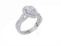 18ct White Gold Pear Cut 1.61 Carat tw of  Diamond Ring and 18ct White Gold 0.28 Carat tw of   Diamond Band