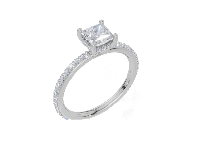 18ct White Gold Princess Cut 1.12 Carat tw of  Diamond Ring