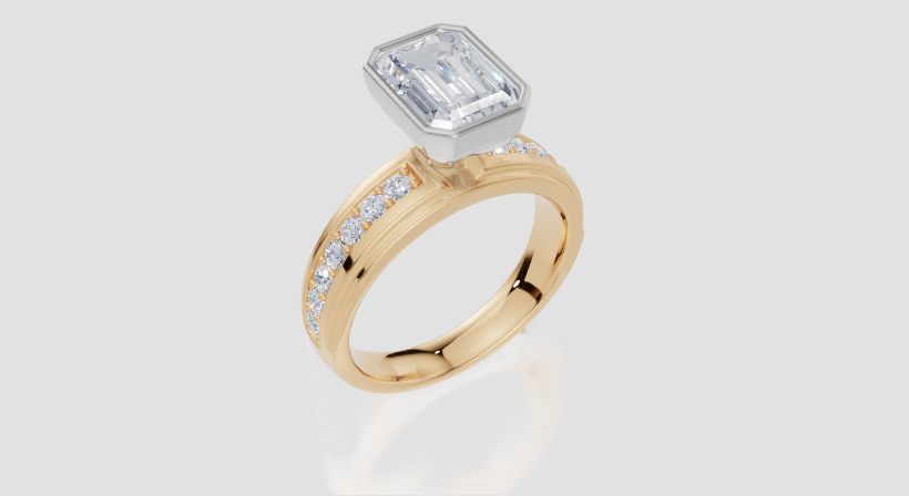 18ct Yellow Gold Emerald Cut 2.36 Carat tw of Lab-Grown Diamond Ring