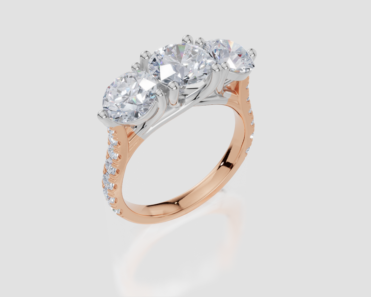 18ct Yellow Gold Round Cut 2.94 Carat tw of Diamond Ring