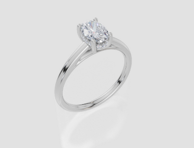 18ct White Gold Oval Cut 0.80 Carat tw of Lab-Grown Diamond Ring