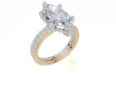 18ct Yellow Gold Marquise Cut 4.45 Carat tw of  Diamond Ring and 18ct White Gold 0.38 Carat tw of   Diamond Band