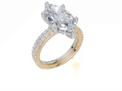 18ct Yellow Gold Marquise Cut 4.45 Carat tw of  Diamond Ring and 18ct White Gold 0.38 Carat tw of   Diamond Band