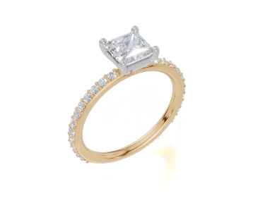 18ct Yellow Gold Princess Cut 1.32 Carat tw of  Diamond Ring