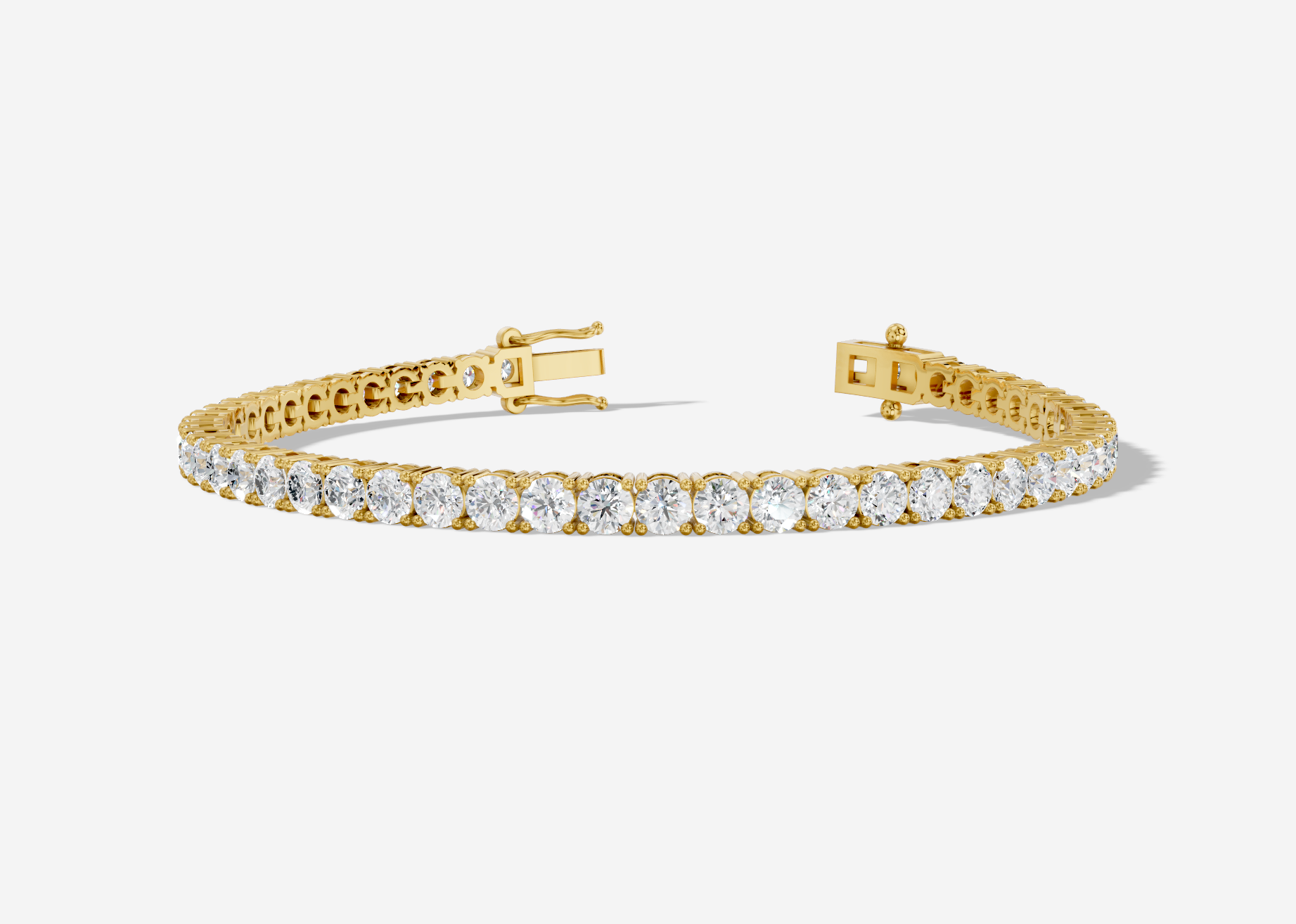 18ct Yellow Gold Round Cut 8.15 Carat tw of Diamonds Tennis Bracelet