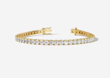 18ct Yellow Gold Round Cut 8.15 Carat tw of Diamonds Tennis Bracelet