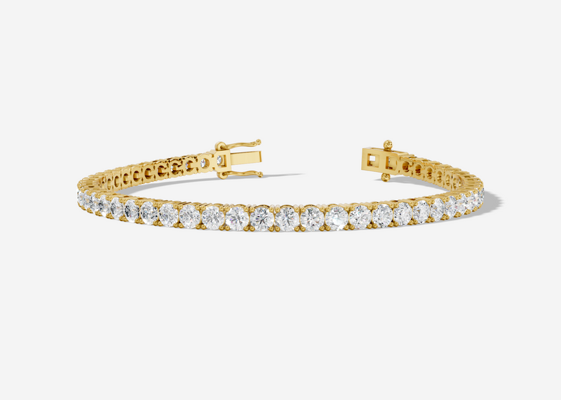 18ct Yellow Gold Round Cut 8.15 Carat tw of Diamonds Tennis Bracelet