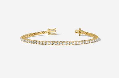 18ct Yellow Gold Round Cut 3.55 Carat tw of Diamonds Tennis Bracelet