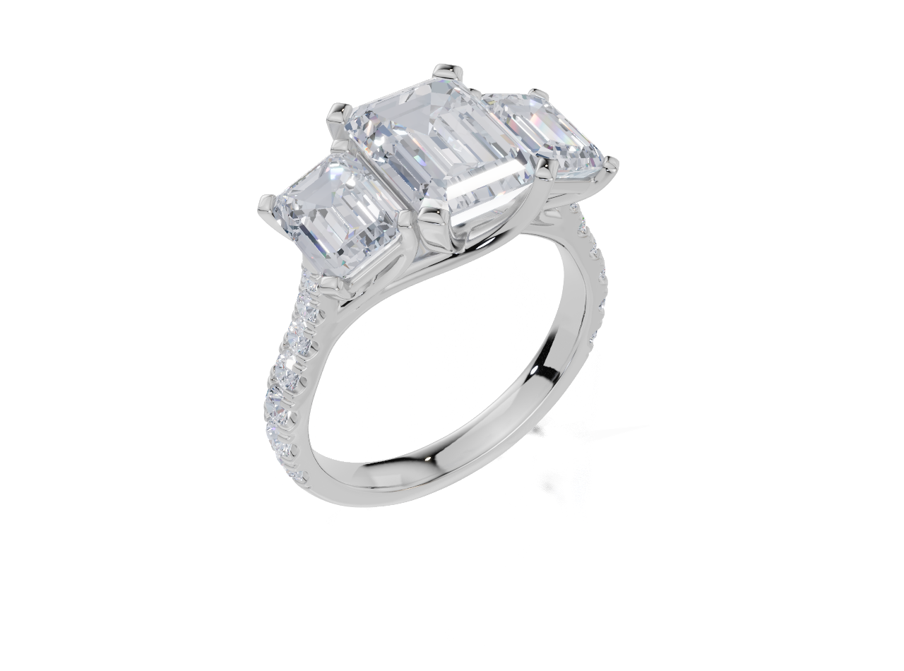 18ct White Gold Emerald Cut 3.94 Carat tw of Lab-Grown Diamond Ring