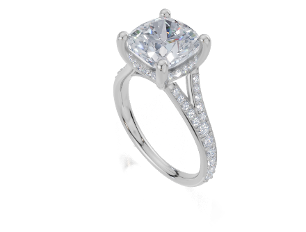 18ct White Gold Cushion Cut 3.43 Carat tw of  Diamond Ring