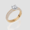18ct Yellow Gold Round Cut 0.86 Carat tw of Lab-Grown Diamond Ring and 18ct Yellow Gold 0.35 Carat tw of Lab-Grown  Diamond Band