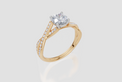 18ct Yellow Gold Round Cut 0.99 Carat tw of  Diamond Ring