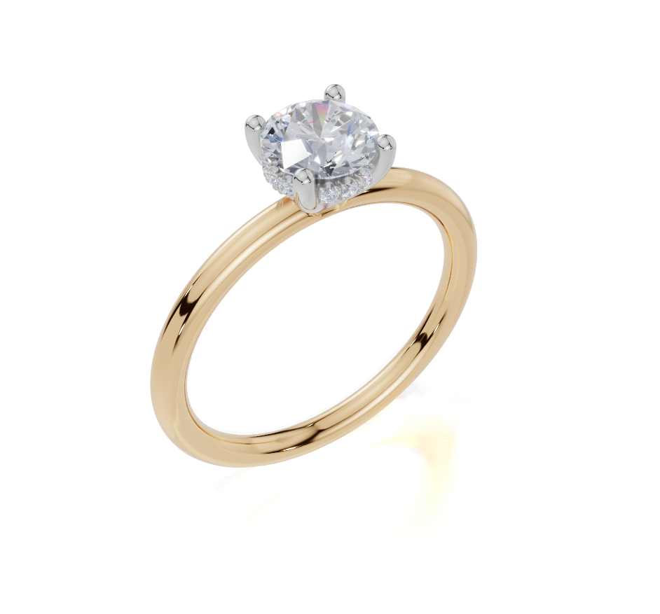 18ct Yellow Gold Round Cut 0.80 Carat tw of Lab-Grown Diamond Ring