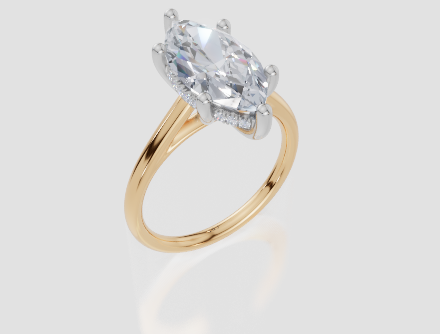 18ct Yellow Gold Marquise Cut 3.11 Carat tw of Lab-Grown Diamond Ring