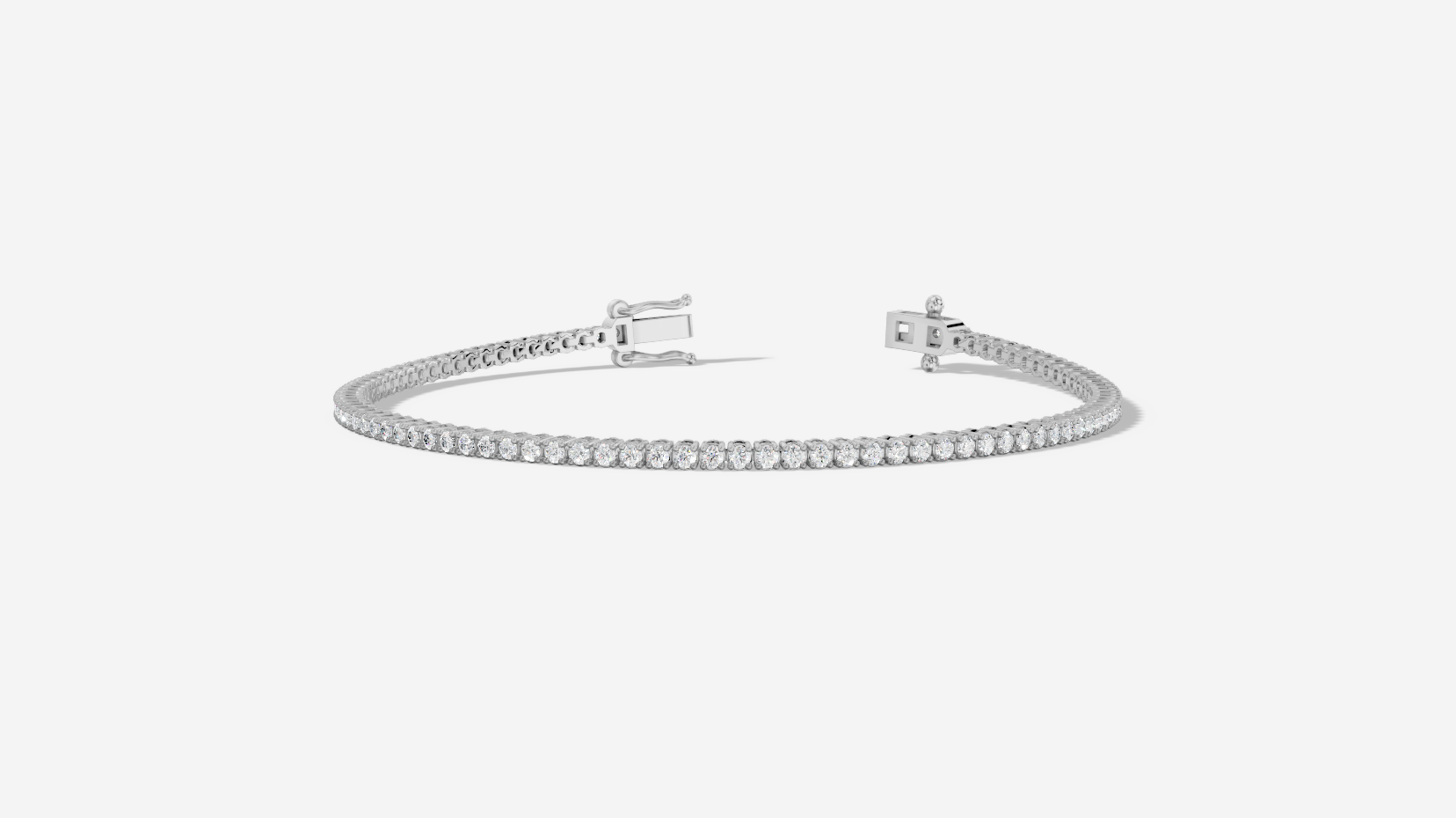 9ct White Gold Round Cut 1.10 Carat tw of Diamonds Tennis Bracelet