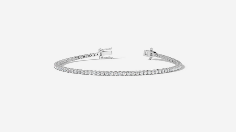 9ct White Gold Round Cut 1.10 Carat tw of Diamonds Tennis Bracelet