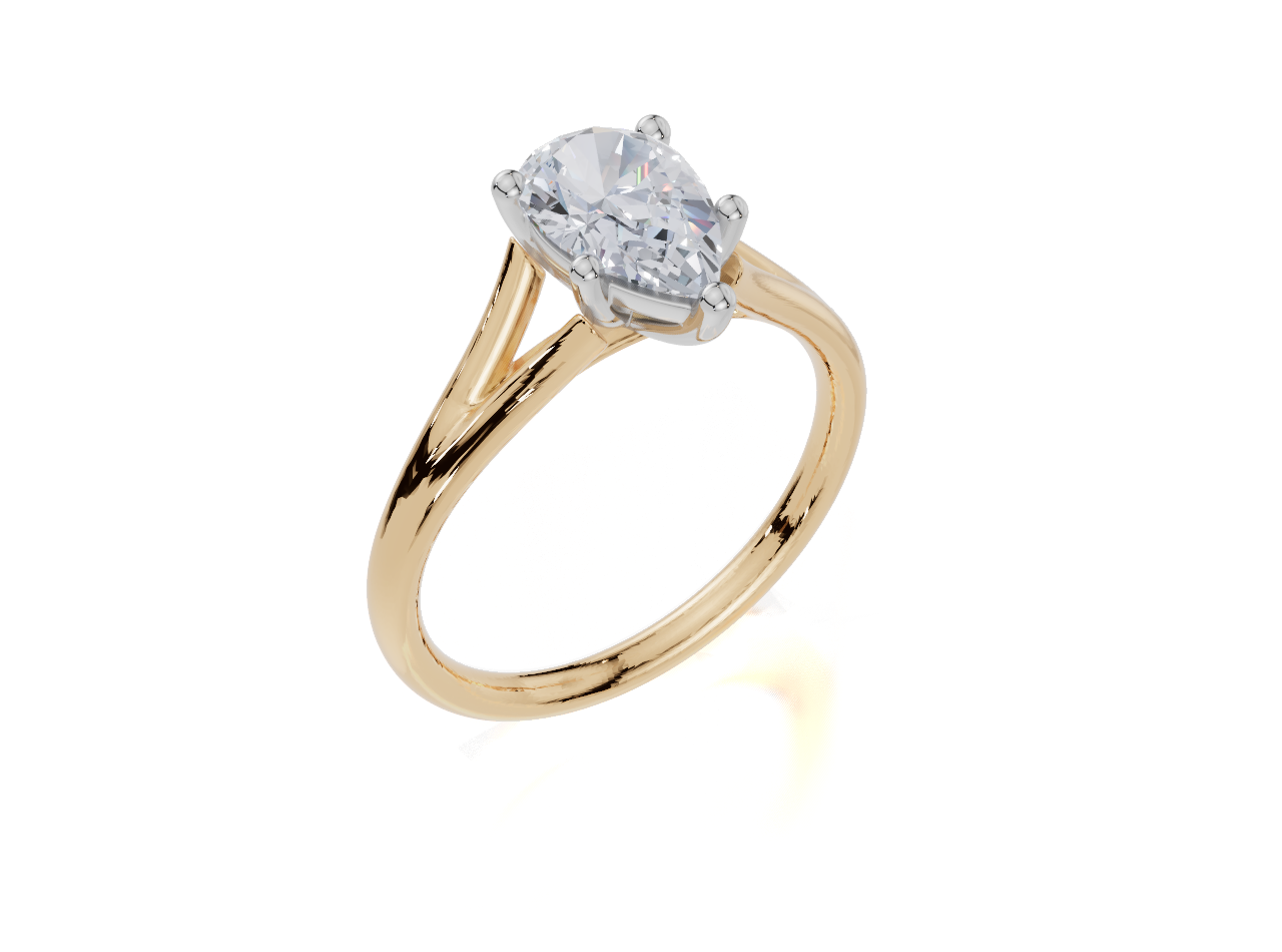 18ct Yellow Gold Pear Cut 1.00 Carat of Lab-Grown Diamond Ring