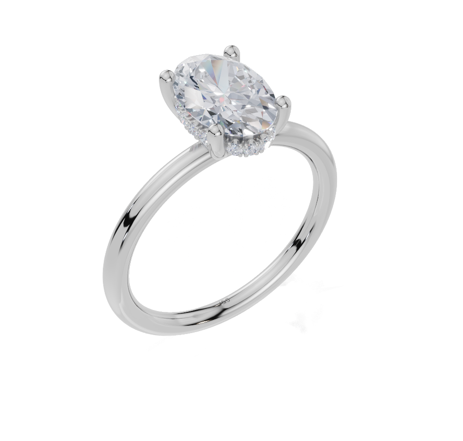 18ct White Gold Oval Cut 1.58 Carat tw of Lab-Grown Diamond Ring
