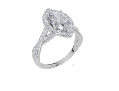18ct White Gold Marquise Cut 2.08 Carat tw of Lab-Grown Diamond Ring