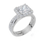 18ct White Gold Princess Cut 2.13 Carat tw of  Diamond Ring and 18ct White Gold 0.35 Carat tw of   Diamond Band