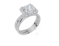 18ct White Gold Princess Cut 2.13 Carat tw of  Diamond Ring and 18ct White Gold 0.35 Carat tw of   Diamond Band