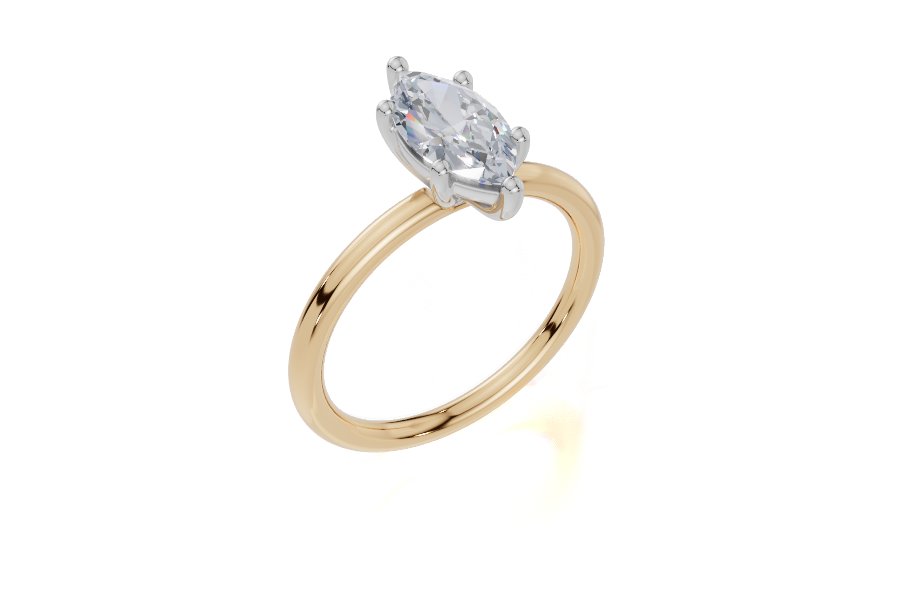 18ct Yellow Gold Marquise Cut 1.00 Carat of Lab-Grown Diamond Ring
