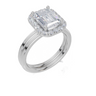 18ct White Gold Emerald Cut 2.34 Carat tw of Lab-Grown Diamond Ring and 18ct White Gold Lab-Grown Band