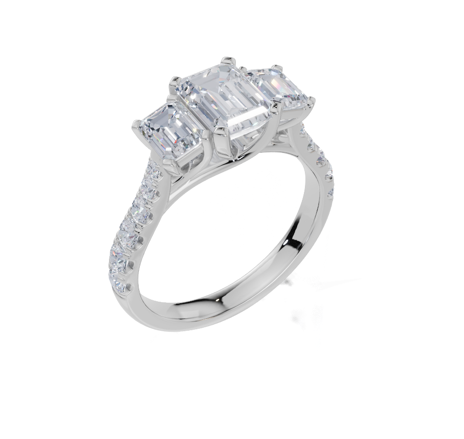18ct White Gold Emerald Cut 2.03 Carat tw of Diamond Ring
