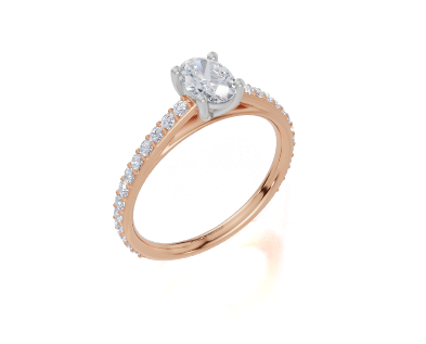 18ct Rose Gold Oval Cut 0.82 Carat tw of Lab-Grown Diamond Ring