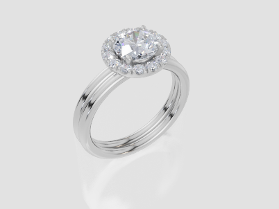 18ct White Gold Round Cut 1.27 Carat tw of Lab-Grown Diamond Ring and 18ct White Gold Lab-Grown Band