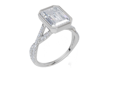 18ct White Gold Emerald Cut 3.30 Carat tw of Lab-Grown Diamond Ring